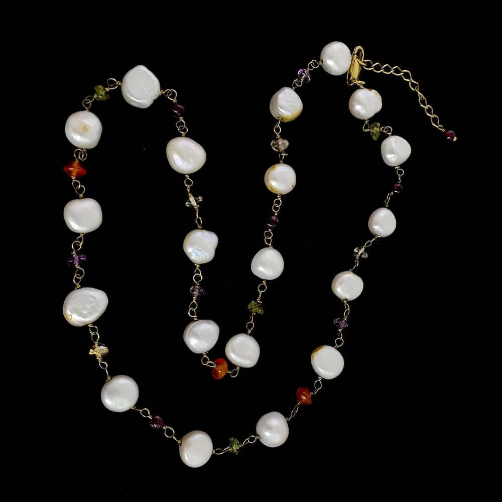 Pearl Necklace Dainty Gemstones Dainty Chain Necklace D2